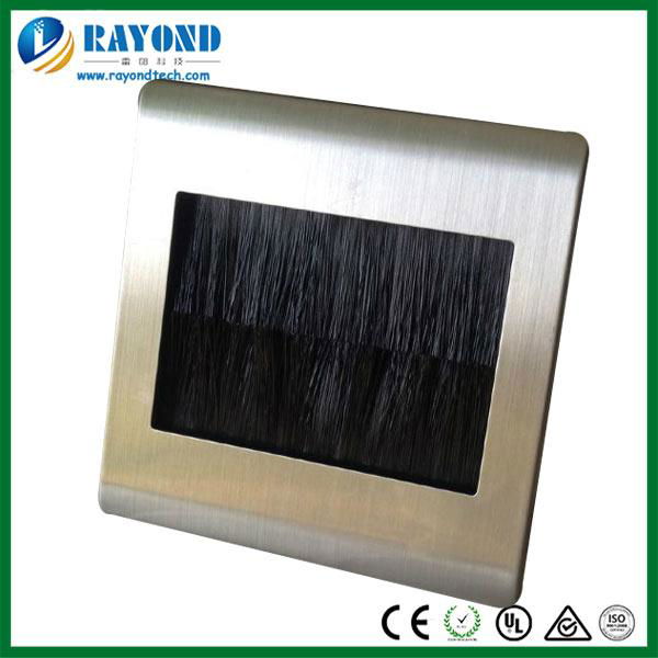 Brushed Stainless Steel AV Cable Entry Brush Wall Plate