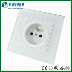 Glass Acrylic Faceplate 16A/250V French Standard Electrical Power Outlet