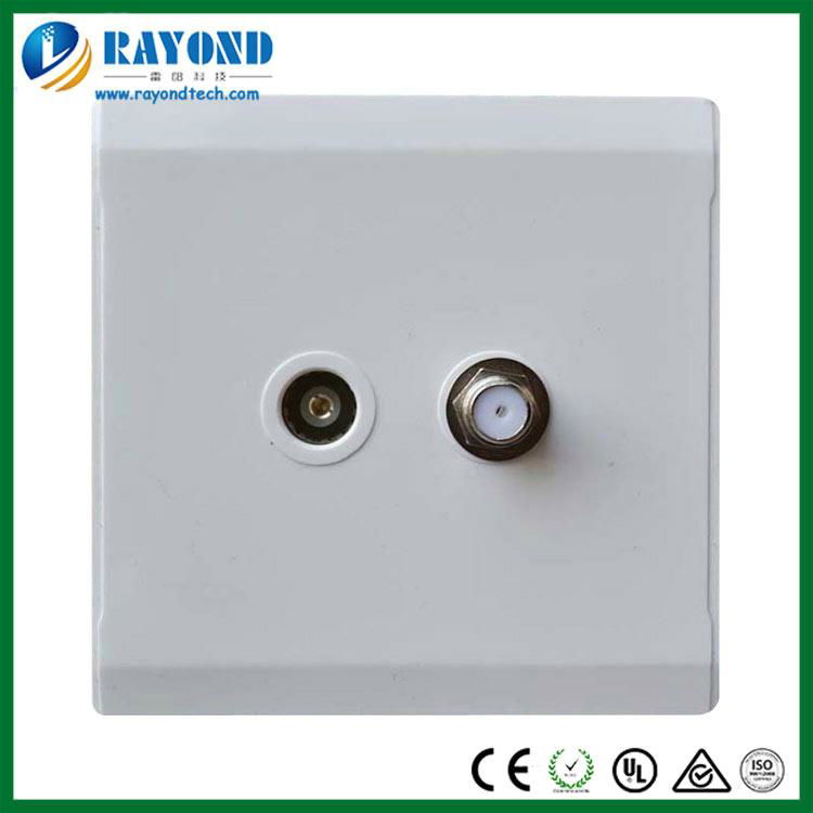 White TV Antenna Coaxial Outlet and Satellite Outlet Wall Socket