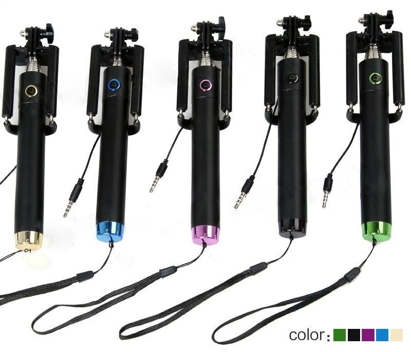 2015 new products selfie stick with cable for mobile phones