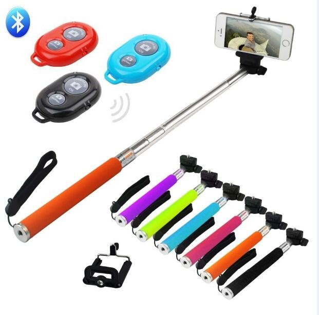 Selfie Monopod Stick +Clip Holder+Bluetooth Camera Shutter Remote Control 