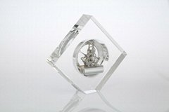crystal with skeleton clock