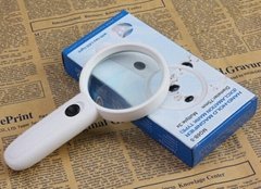 High quality 3x 75mm white ABS frame 2 led handheld magnifier