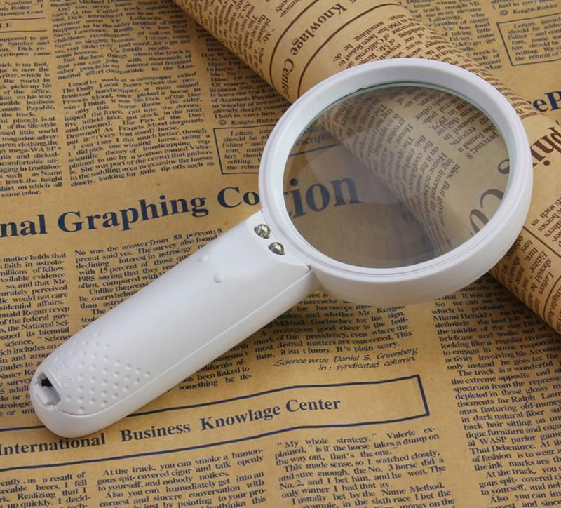 High quality 3x 75mm white ABS frame 2 led handheld magnifier 2