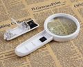 High quality 3x 75mm white ABS frame 2 led handheld magnifier 5