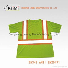 High quality  100% Polyester Reflective Safety T-shirt