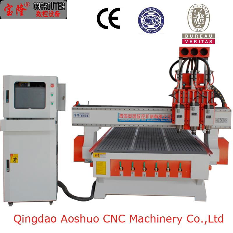 Three work stages woodworking cnc router