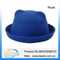 Top quality wool felt party bowler hat with ears 4