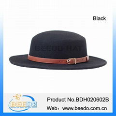 Fashion wool felt pork pie hat black