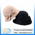 China wholesale cloche wool felt hat with adjustable cotton ribbon