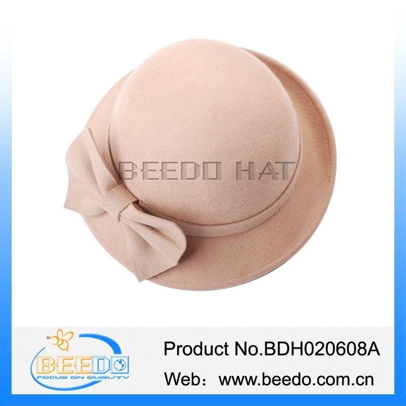 China wholesale cloche wool felt hat with adjustable cotton ribbon 3