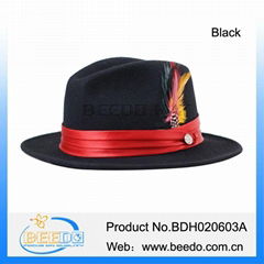 New black fedora formal mens jew hat with red band