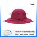 New products 2015 red women's wool felt wide brim floppy hat for ladies 4