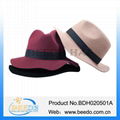 High quality wide brim floppy wool felt fedora hat with adjustable sweatband