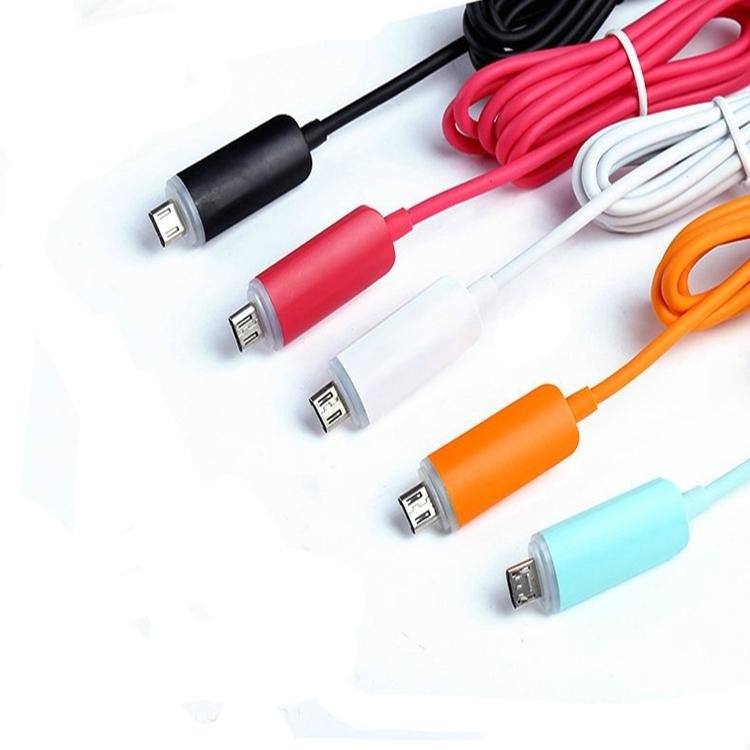 Colorful Led Light Sync Charger Micro USB Cable for Android Smart phones 4