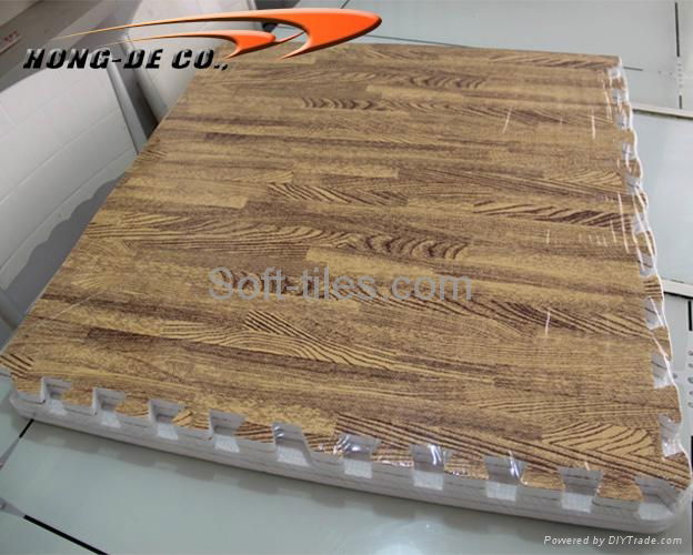 Soft Wood grain foam floor mat non-toxic, softer Europe and USA passing EN71 2