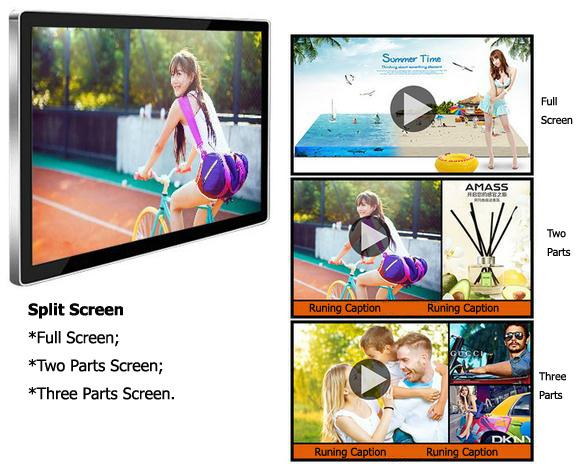 19″~ 65″ Full size digital LED LCD advertising display player Split Screen wall  4