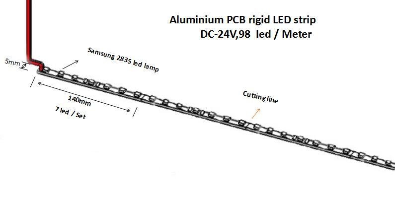Custom length DC 24V 96 SMD 3528 LED Hard luces rigid LED Strip Bar