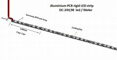 Custom length DC 24V 96 SMD 3528 LED Hard luces rigid LED Strip Bar