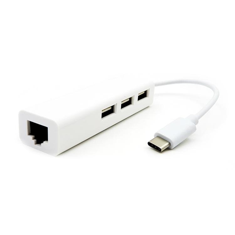 USB 3.1 type c to 3 ports usb2.0 hub with USB LAN Port 4