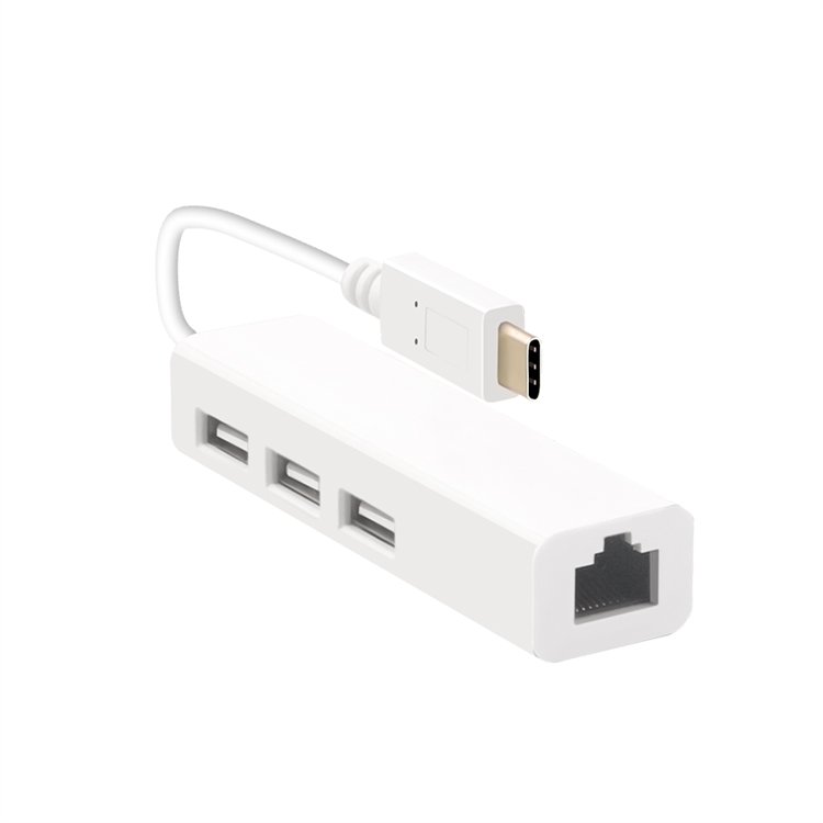 USB 3.1 type c to 3 ports usb2.0 hub with USB LAN Port 5