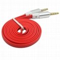 Colorful flat 3.5mm audio cable stereo car audio cable  3