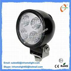 Bright Round 12 W LED Work Lamps Aluminum Flood Work Light 1080LM