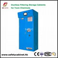 Ductless filtering storage cabinet for toxic flammable corrosive chemicals 1