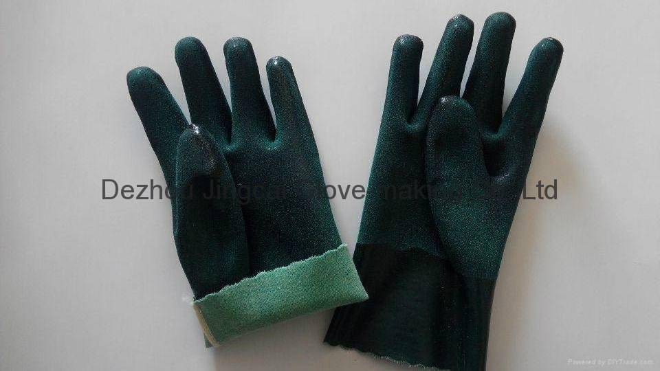 green  sandy  Anti-oil pvc gloves 
