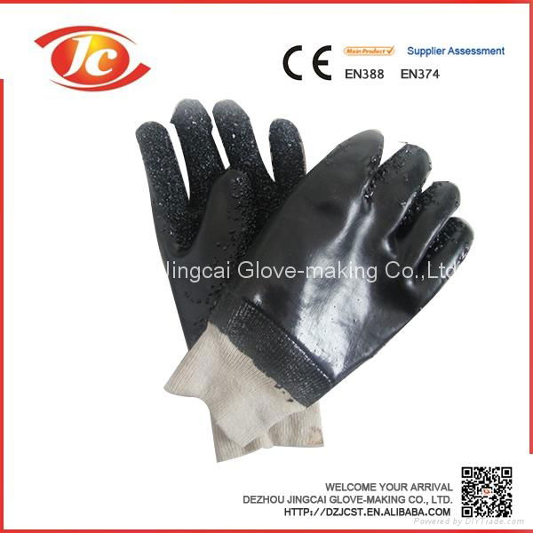 26cm kintting wrist  black work PVC gloves  3