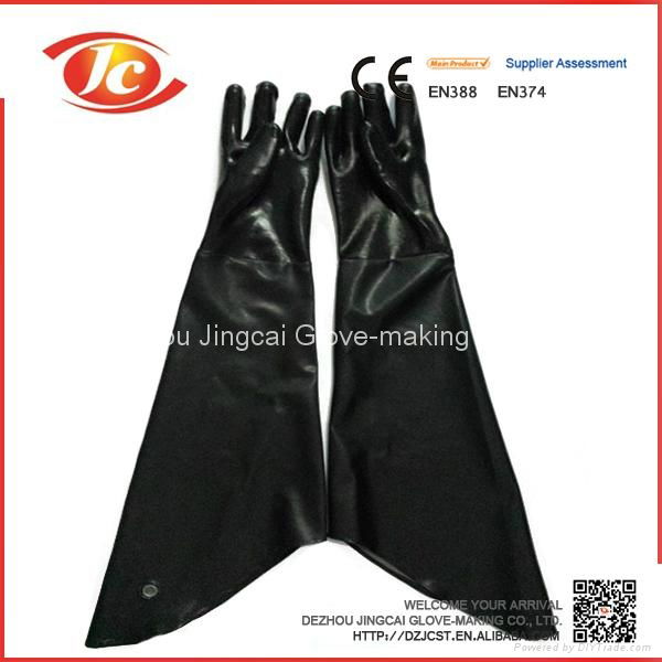 single dipped smooth finished PVC gloves with soft PVC sleeve interlock liner 4