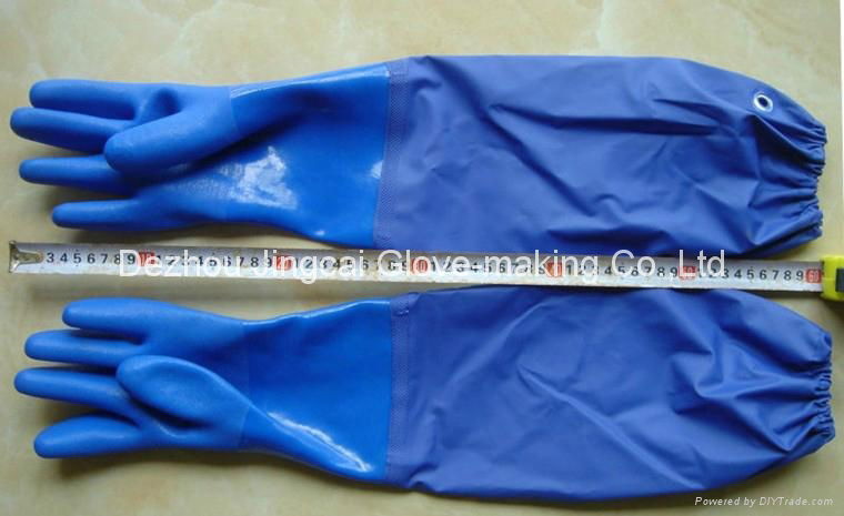single dipped smooth finished PVC gloves with soft PVC sleeve interlock liner 5
