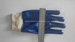 blue PVC double dipped sandy finished Jersey liner Knit wrist