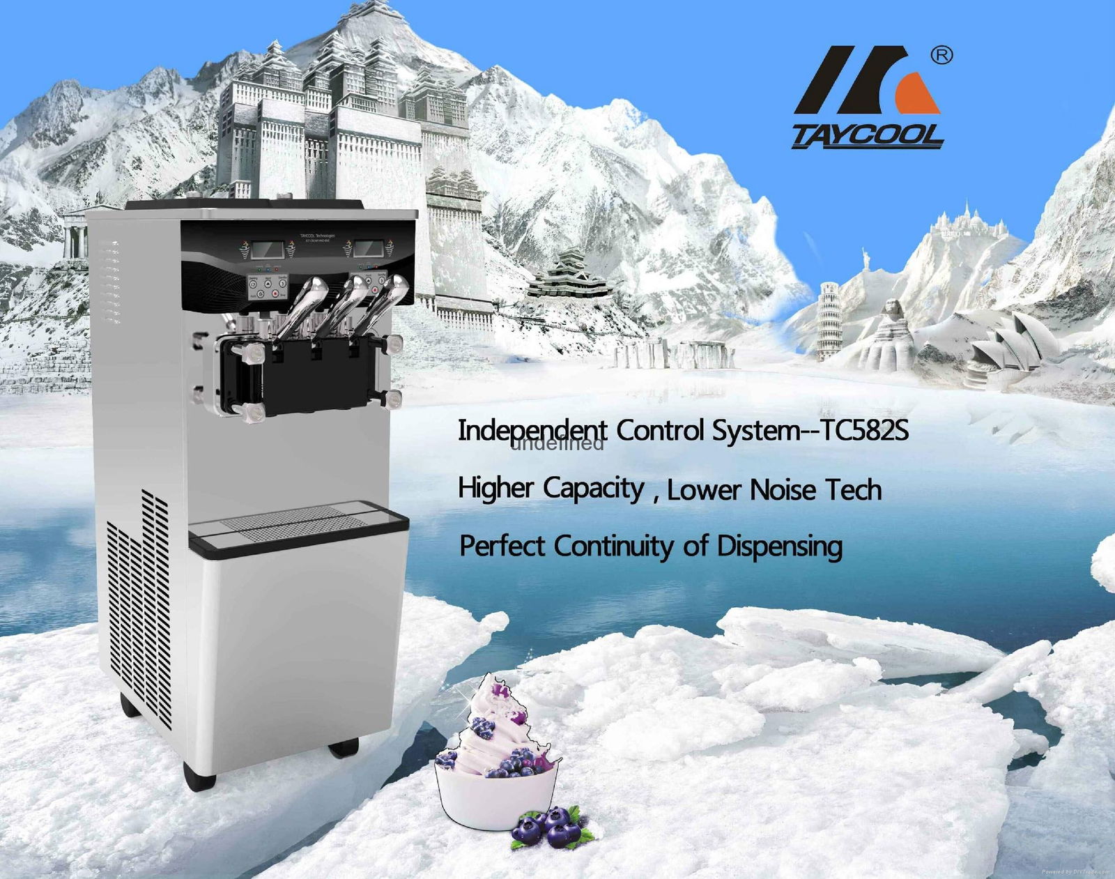 Taycool Independent control system soft ice cream machine with water cooling sys