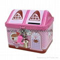 House shape metal coin bank money saving