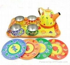 Kids metal tin toy tea set