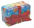 Elegant rectangle chocolate gift tin box with ribbon
