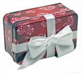 Elegant rectangle chocolate gift tin box with ribbon 3