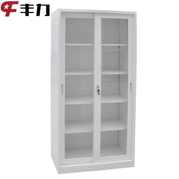 Office used glass sliding door steel filing cabinets