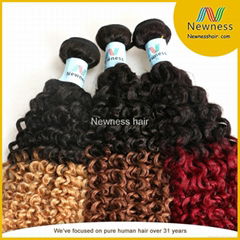 Newness ombre hair extension Brazilian kinky curly two tone 100% human hair