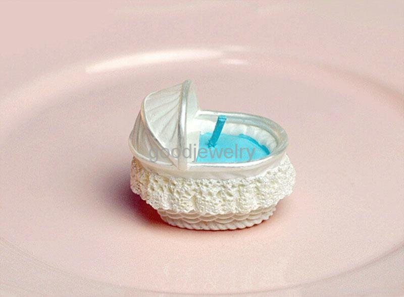 Blue Baby Bassinet Candle Wedding Party Birthday Shower Souvenirs Gift Favor 2