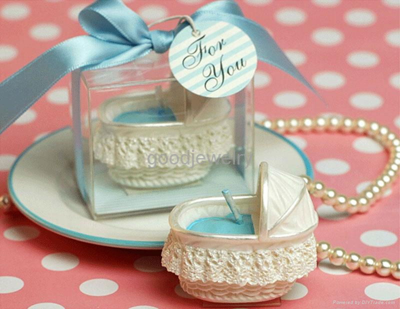 Blue Baby Bassinet Candle Wedding Party Birthday Shower Souvenirs Gift Favor