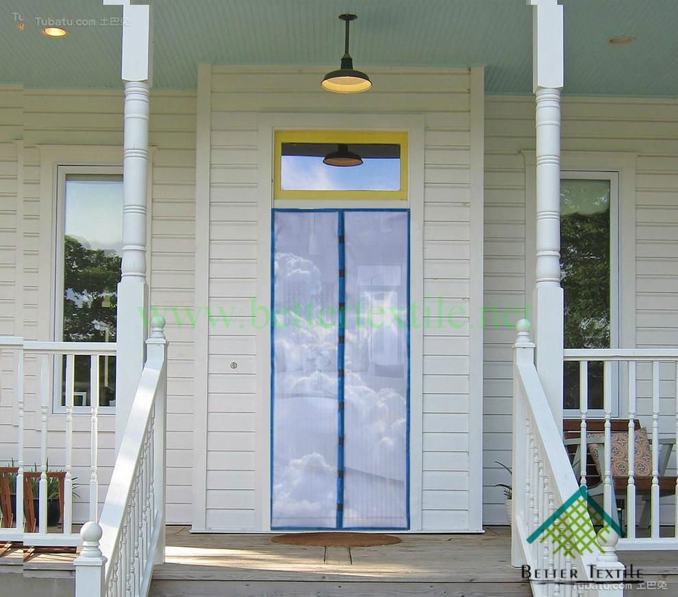 Blue sky and white cloud print magnetic door screen