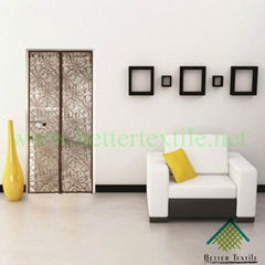 brown flower flocking magnetic door screen