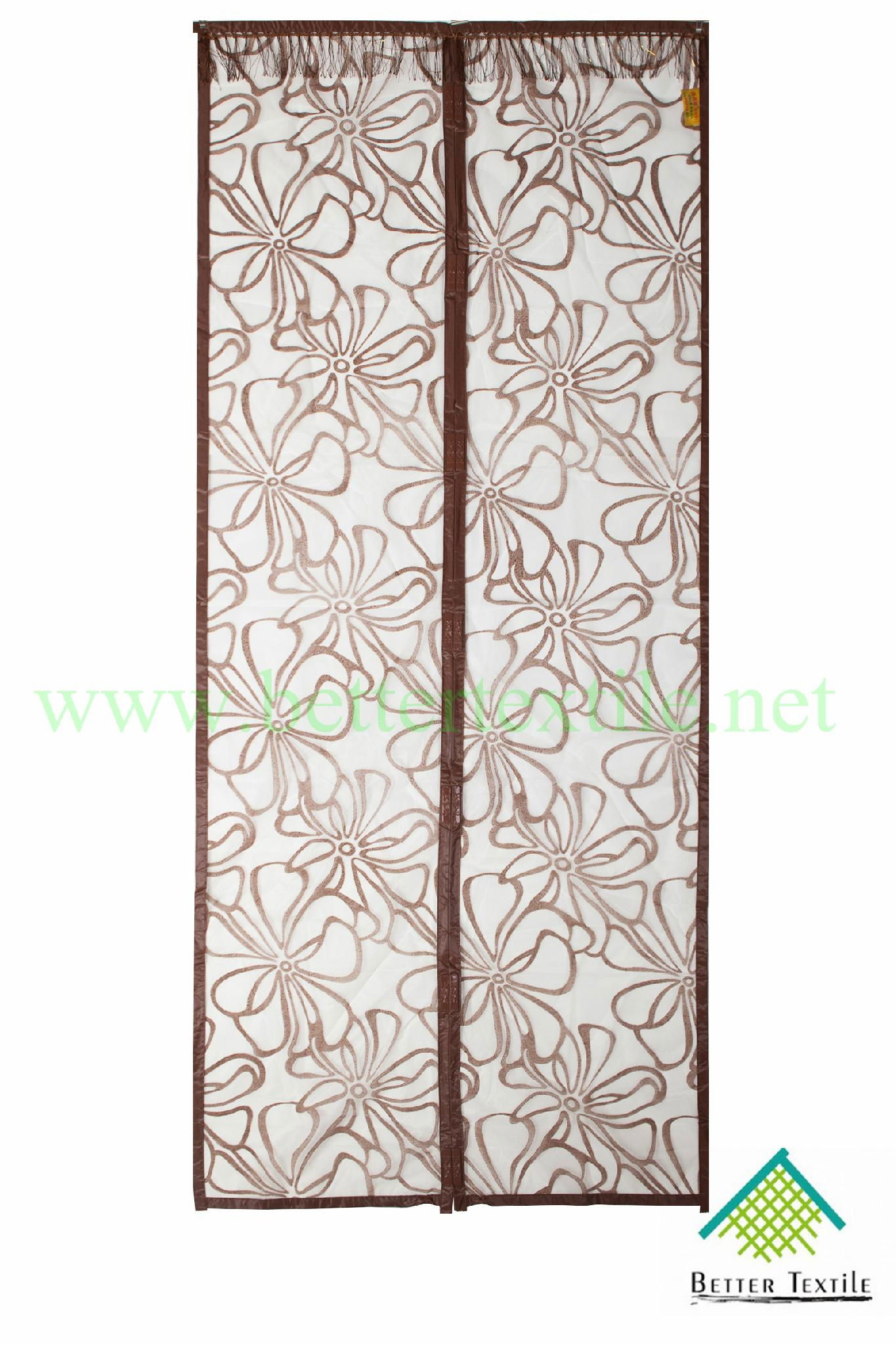 brown flower flocking magnetic door screen 2