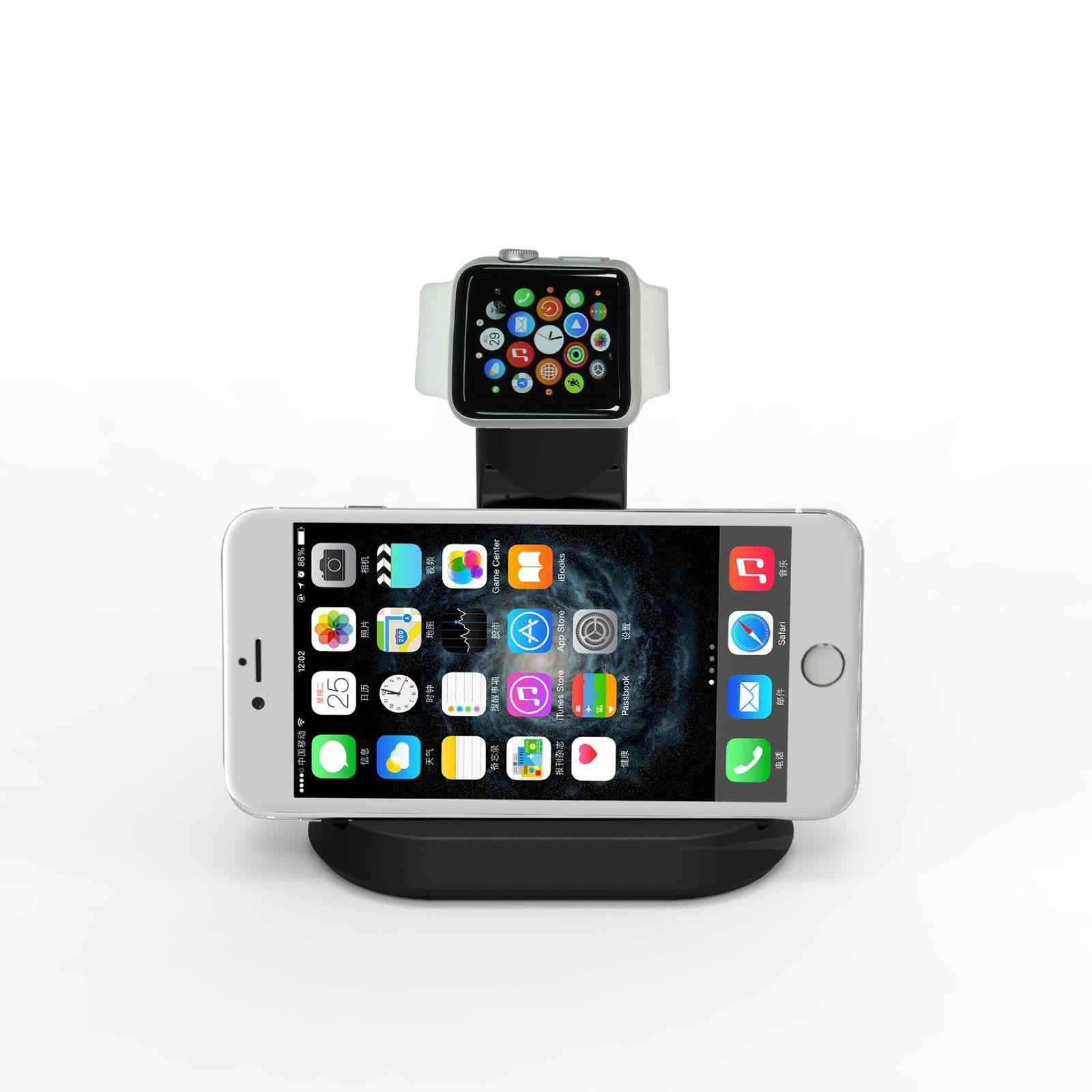 iMobi4 Smart Stand for Apple Watch & iPhone (Black) 5