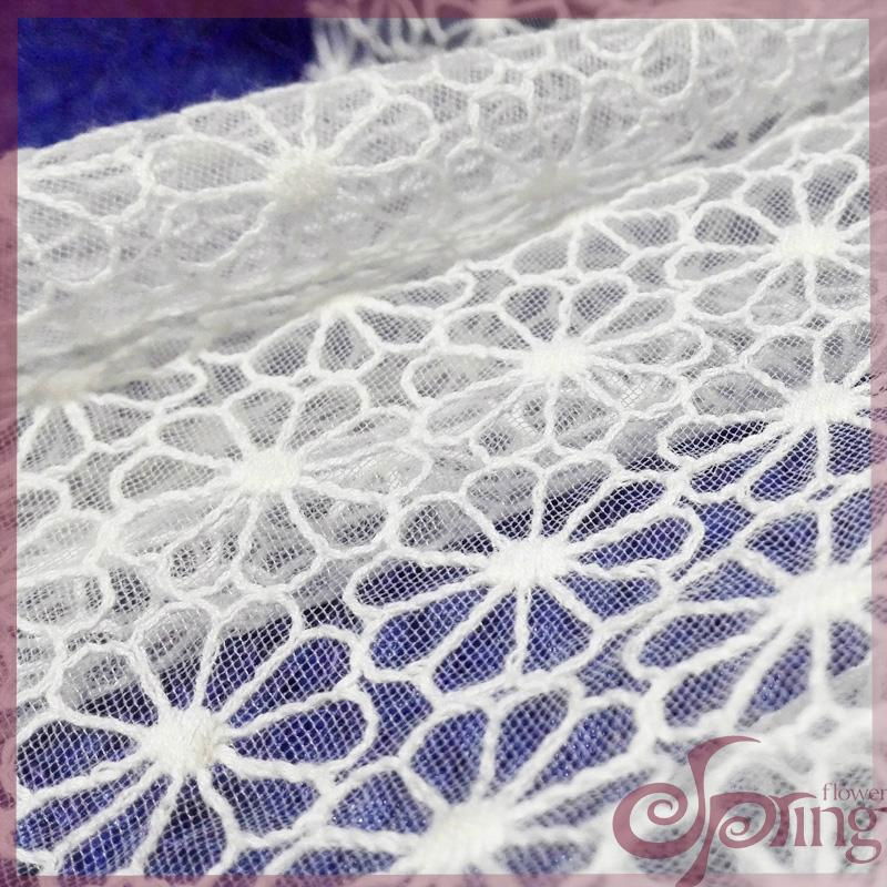 Netting lace embroidered with cotton thread 2