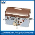 Metal tin coin bank with key and lock, money box, saving box