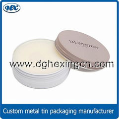 Metal tin shoe cream box, metal shoe polish box, round shoeshine box