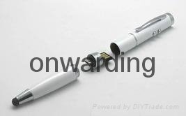 5-in-1 laser pointer LED torch light USB pen stylus pen with pocket clip  2